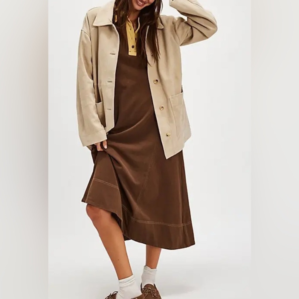 Free People polo midi T-shirt dress in brown